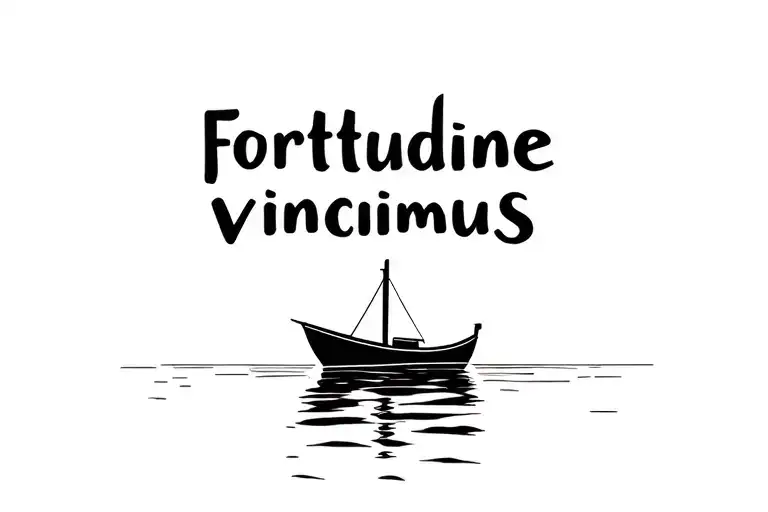 Small Boat Floating With Phrase 'Fortitudine Vincimus'
