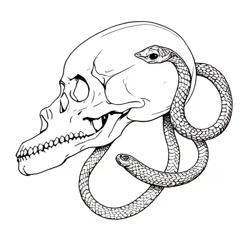 Skull And Snake Coiled