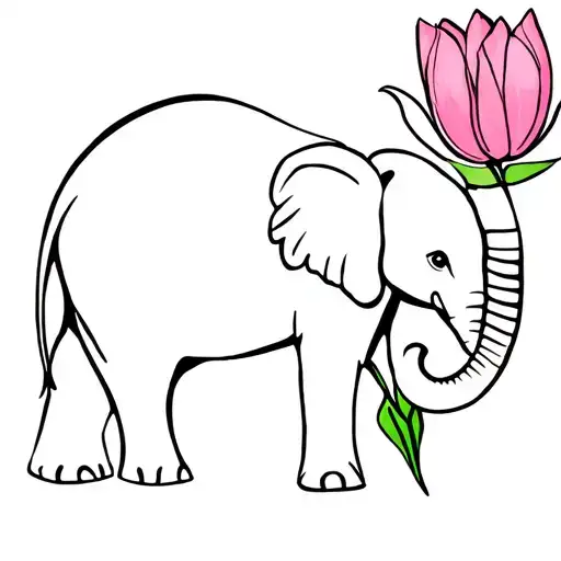 Elephant With Tulip Flower