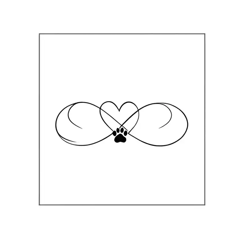 Infinity Sign With Heart And Paw Small And Simple