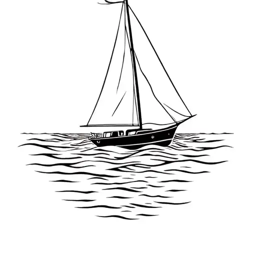 Sailboat Floating Through Stormy Waters