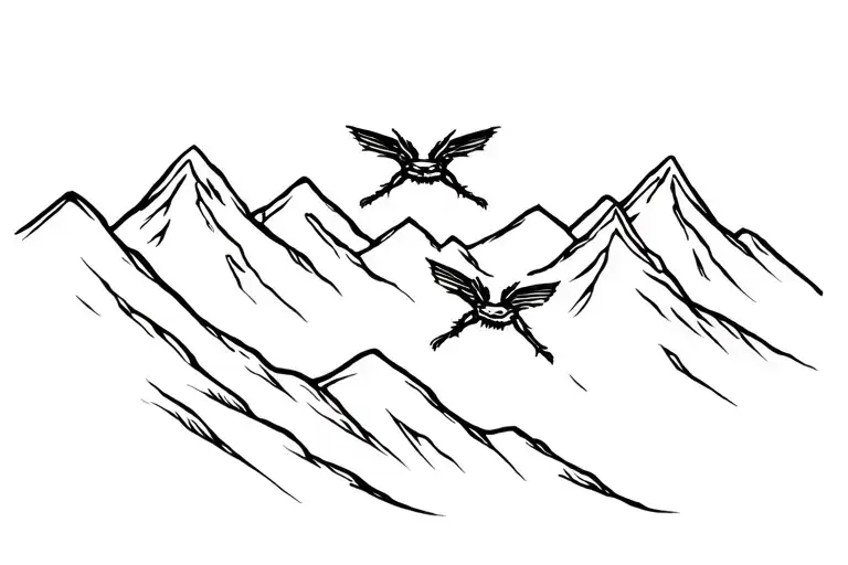 Mountains With Small Dragonflying