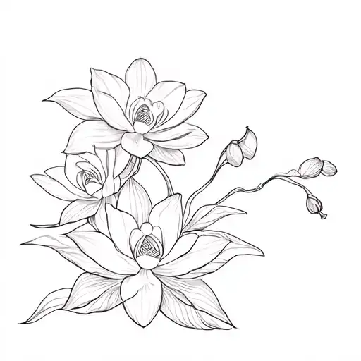 Orchid And Lotus Flowers With Chinese Knottings