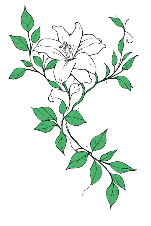 Vine With Leaves And Lillies Wrapping