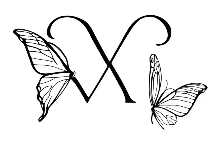 Butterfly Letter M Joined Together