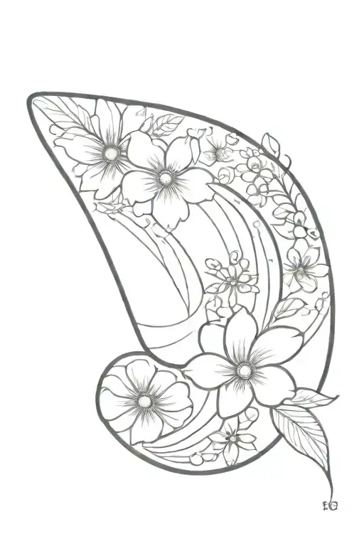 Sea Shell And Flowers Surrounding