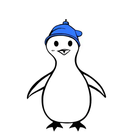 Smiling Penguin In A Blue Cap With Open Arms