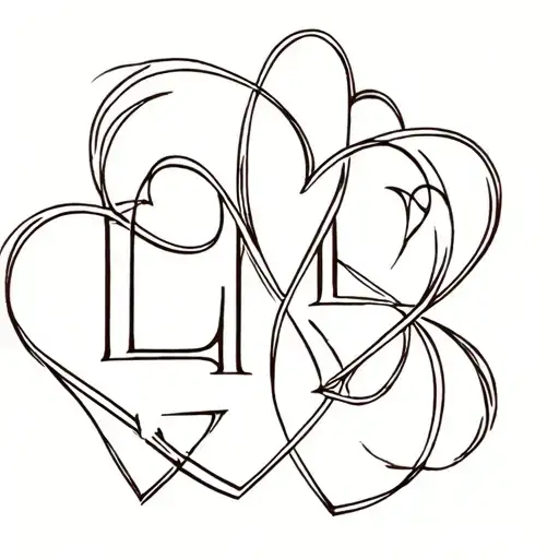 Lr Initials Intertwined Hearts