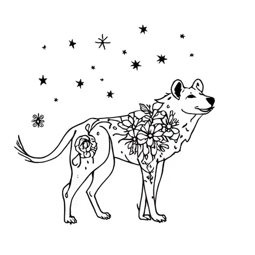 Hyena With Flowers And Stars