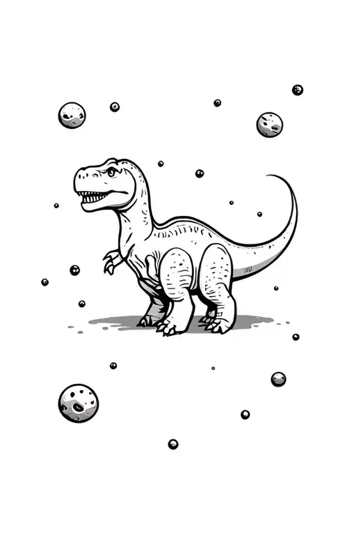 Cute Dinosaur With Asteroid Background Black