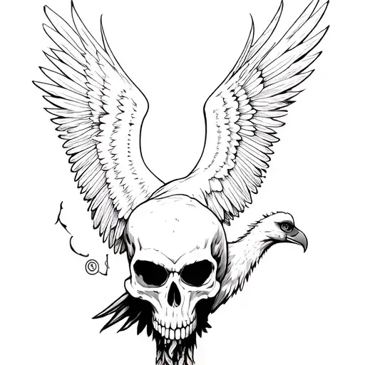 Vulture With Skull