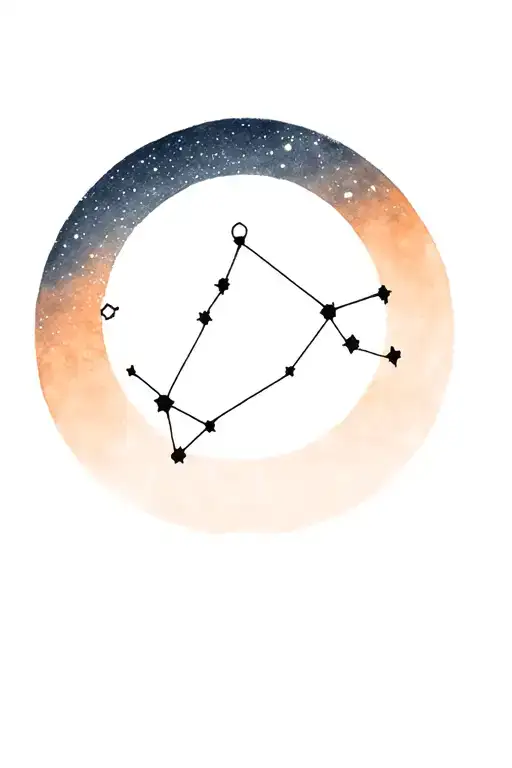 5 Star Cancer Constellation With An Ombre Moon Background Behind The Constellation