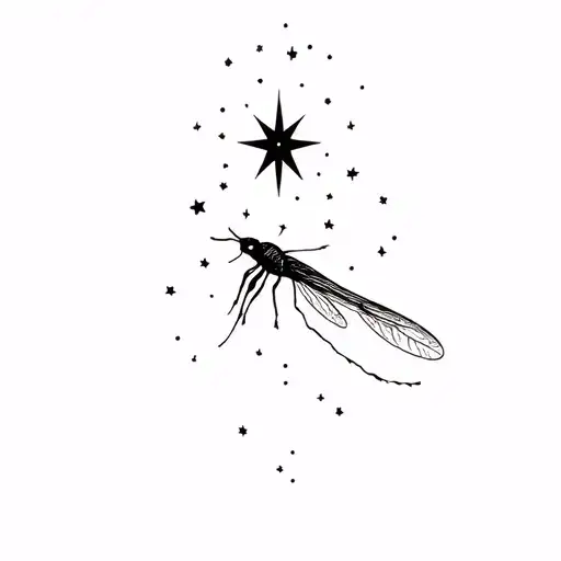 A Firefly Reaching Up At A Star