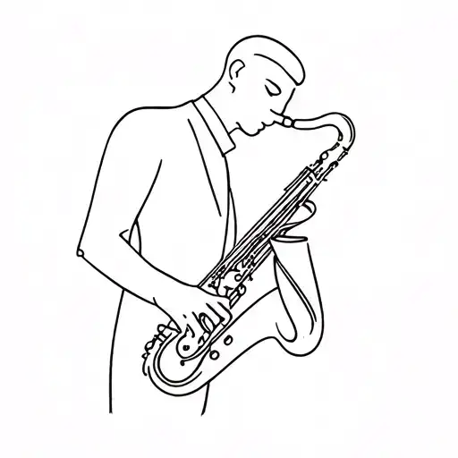 One Line Man Playing Saxophone