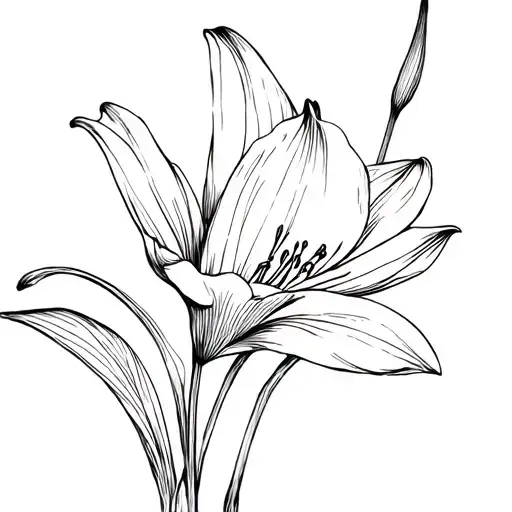 Flower Lilly Line Work
