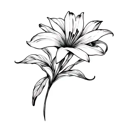 Flower Lilly Line Work Back