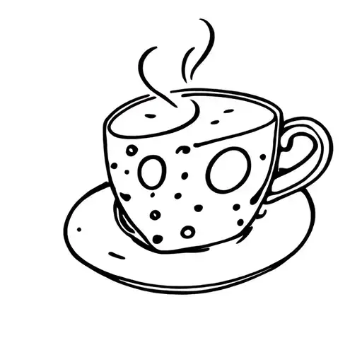 Cheese With Dotted Line To A Cup Of Coffee Love