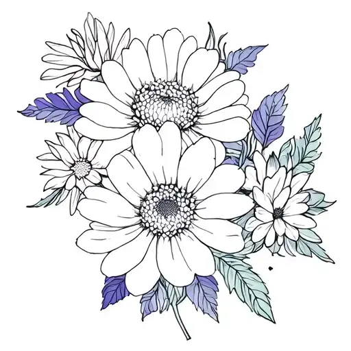Violet And Chrysanthemum And Marigold Bouquet