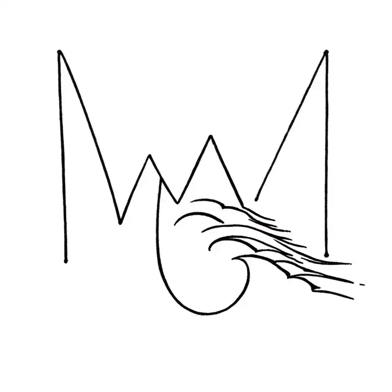 The Letter M And A Small Wave Breaking