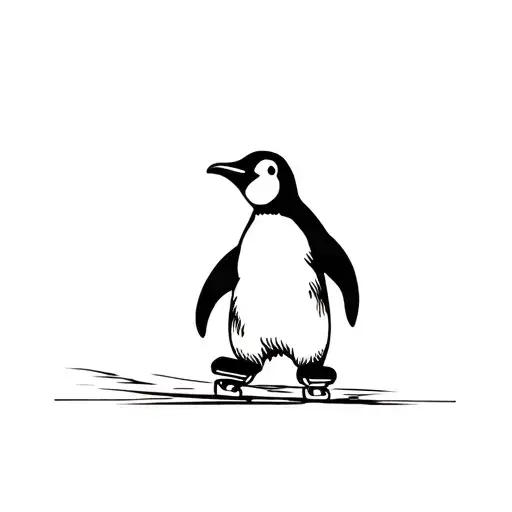 Penguin Skating On Ice