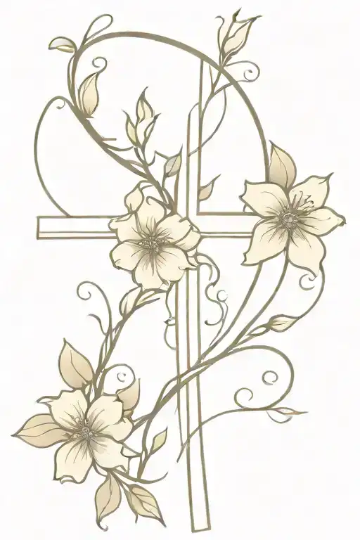 Cross With Flowers And Vines Wrapped Loosely