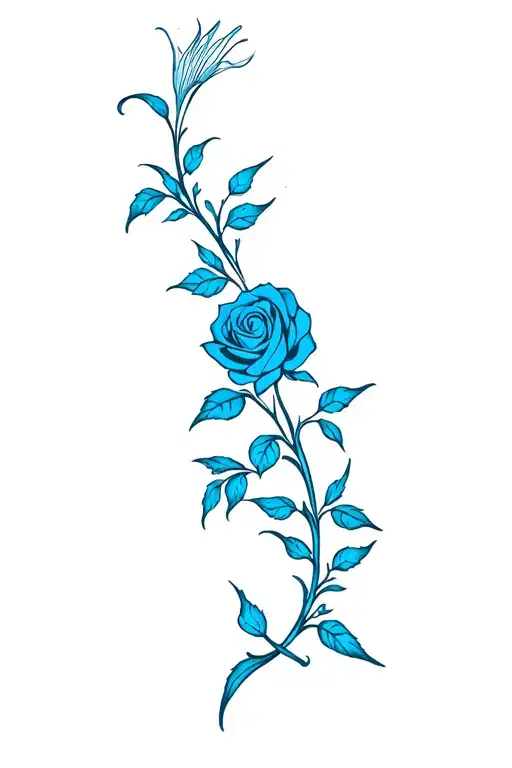 Spider Lilly Wrapped Around A Blue Rose Vine