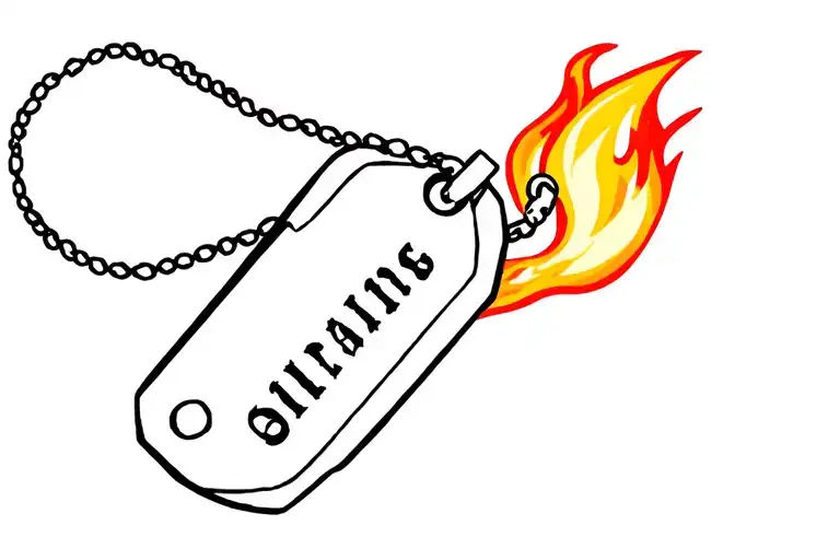 Army Dog Tag And Fire