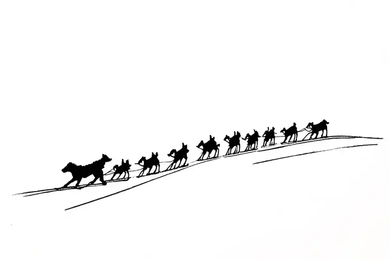 Dogsled Team One Line