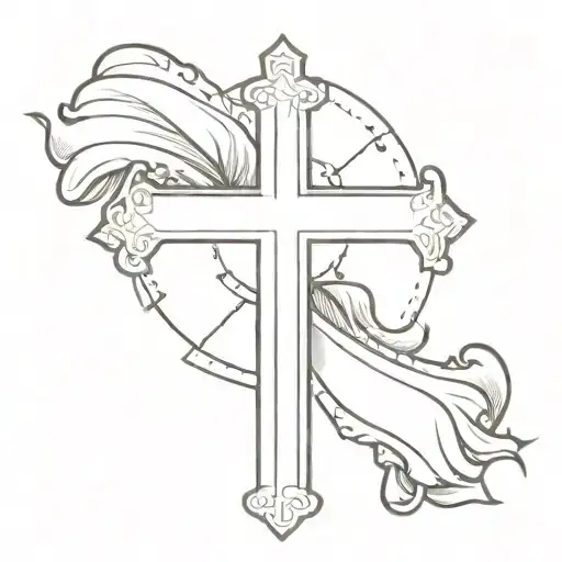 Cross With A Banner Wrapped