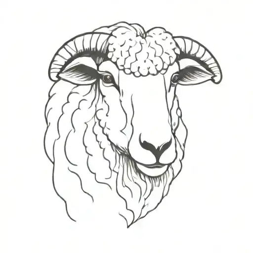 Simple Line Drawling Of A Sheep