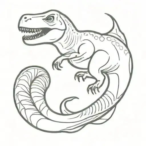 T-rex Top With A Mermaid Tail Fossil