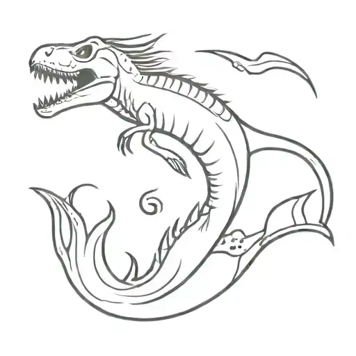 Mermaid Tail With T-rex Skelleton Torso