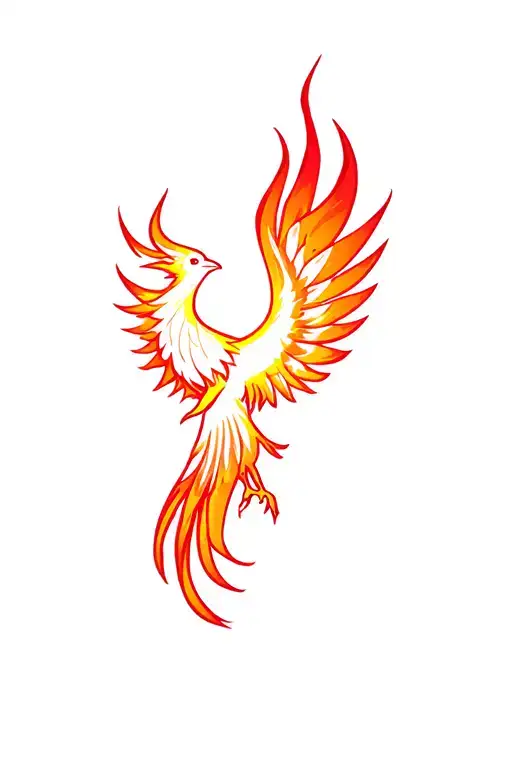 A Small Phoenix Bird Rising From Flames
