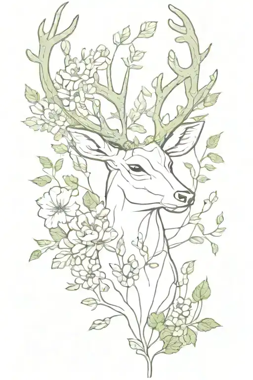 Half Dead Half Alive Deer Head Growing Mushrooms Flowers Moss Ivy