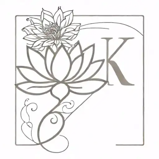 Letter K With Lotus Flower