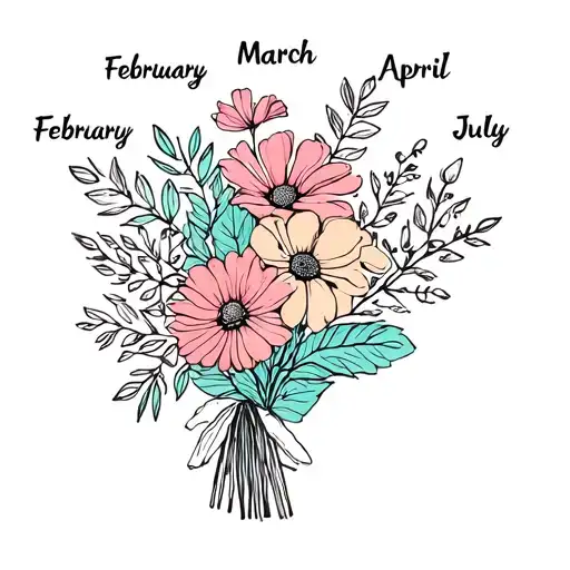 Flower Bouquet With The Following Birth Month Flower February March April And July