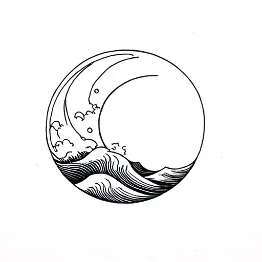 Moon And Ocean Waves
