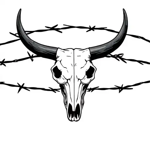 Bull Skull And Barbed Wire