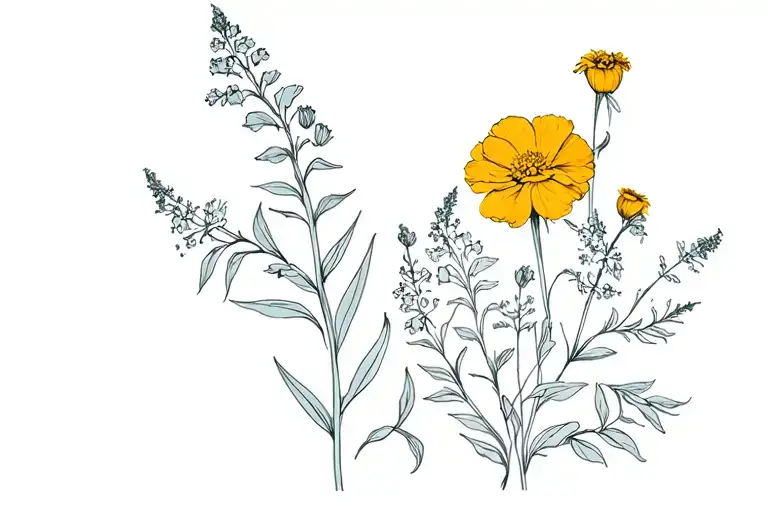 Larkspurs And Marigold Flowers Wrapped Sleeve
