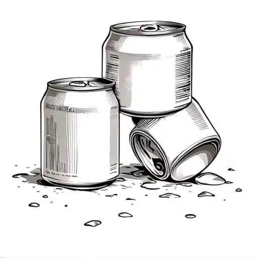 3 Beer Cans Stacked On Top Of Each Other Facing Down An Spilling On The Ground