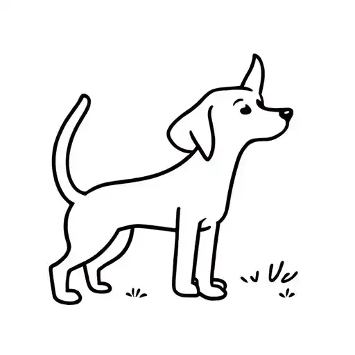 Simple Tattoo Design Dogs Hunting Cartoon Funny Dog