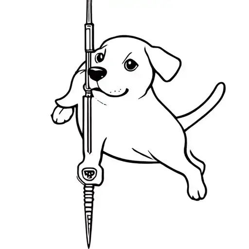 Simple Tattoo Design Dogs Hunting Cartoon Funny Dog Weapon