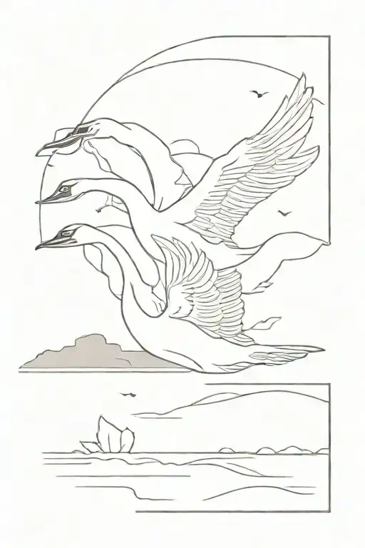 Flying Up Swan In Lake Balaton