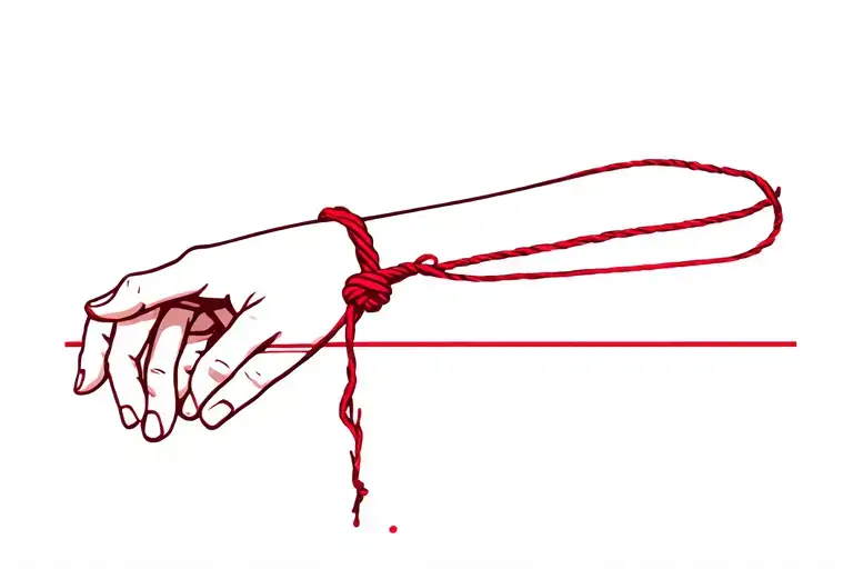 A Hand From Which Red Yarn Leads To A Maze