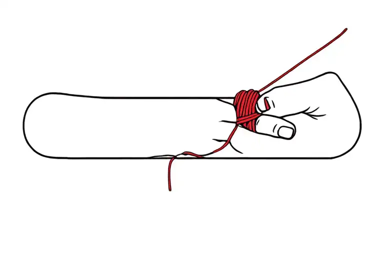A Hand That Takes A Red Yarn And The Yarn Leads To A Maze