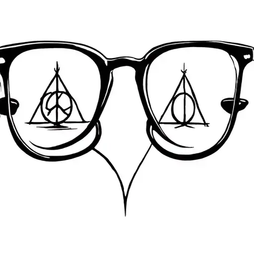 Harry Potter Tattoo With His Glasses And The Deathly Hollows