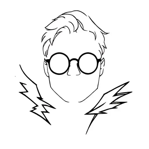 Harry Potter Tattoo With His Glasses And With Its Thunder