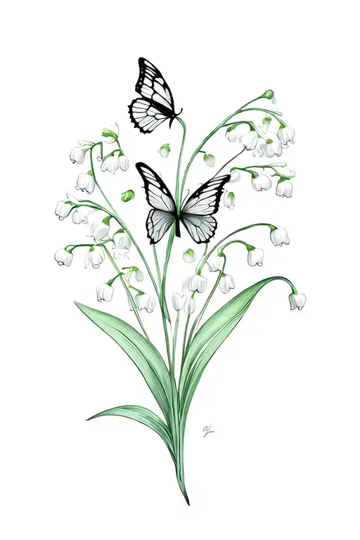 Lily Of The Valley Flower And Butterfly