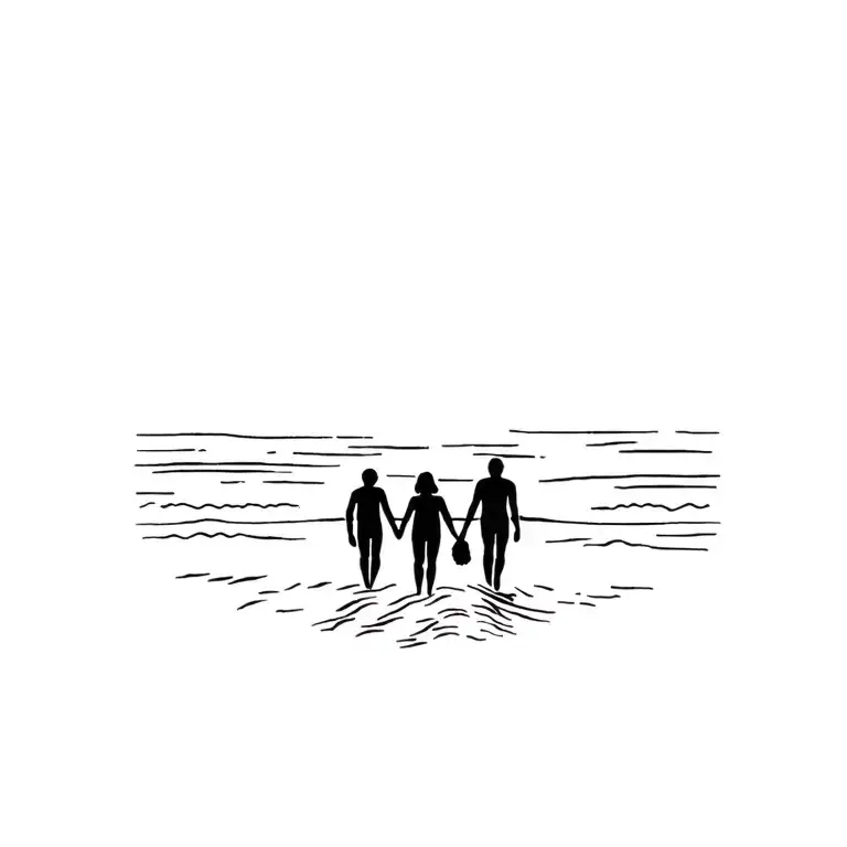 Family Of 4 In A Beach