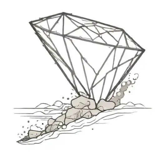 A Diamond Laying Into The Ground Full Of Dirt